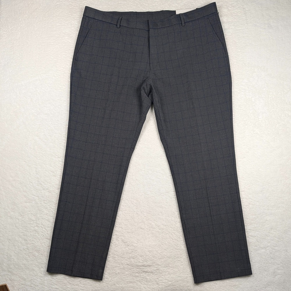 Tommy Hilfiger Tate Dress Pants Mens 42x30 Gray Glen Plaid Flat Front Stretch - Picture 2 of 9